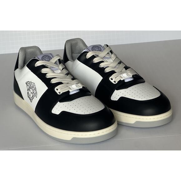 Versace Medusa Men’s Black/White Leather Sneakers 12 US (45) 1013377 IT NIB - Picture 2 of 16